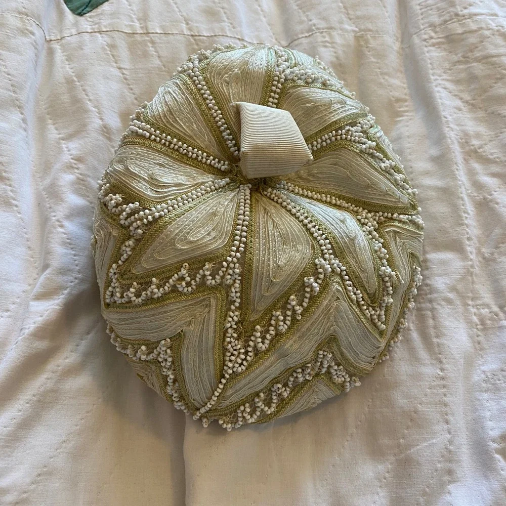 Gladys & Belle Ivory Beaded Soutache Halo Beret Cocktail‎ Hat Bridal OS